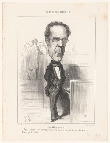 Karikatuur van Prosper-Léon Duvergier de Hauranne, Honoré Daumier, 1849 Canvas Print