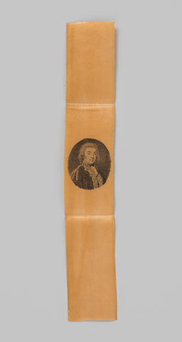 Ribbon of orange satin, on which in dotted engraving an oval portrait of hereditary prince Willem Frederik (later King William I) in uniform of 'Garde de corps', Evert Maaskamp, c. 1813 - c. 1814 Canvas Print