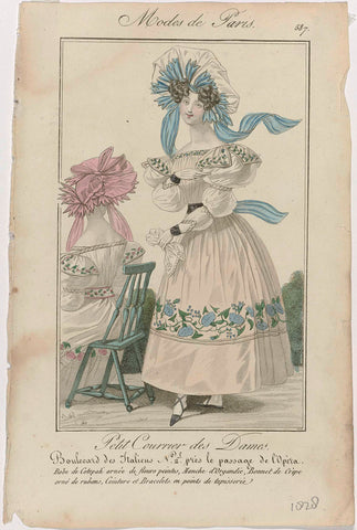 Petit Courrier des Dames, 1828, No. 587 : Robe de Cotepal (...), anonymous, 1828 Canvas Print