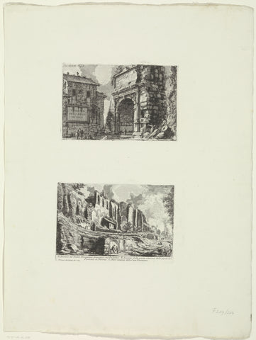 Arch of Titus and ruins on the Palatine Hill in Rome, Giovanni Battista Piranesi, c. 1756 - c. 1757 Canvas Print