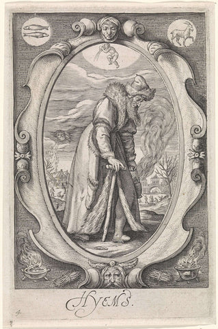 Personificatie van de winter (hyems), Jacob Matham, 1588 - 1602 Canvas Print