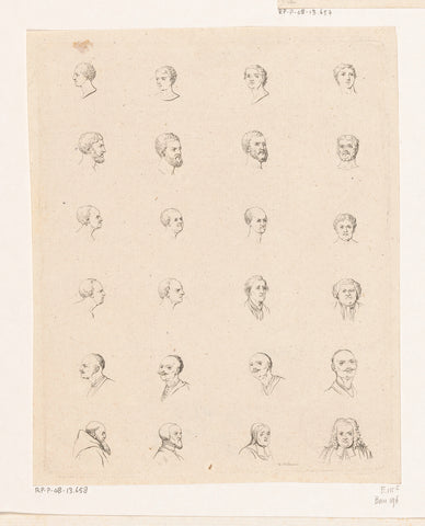 Twenty-four Heads of Men, Daniel Nikolaus Chodowiecki, 1774 Canvas Print