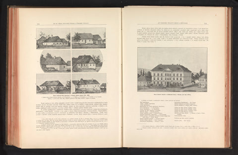 Six photo reproductions of paintings, depicting exteriors of school buildings in Hlinsko, anonymous, c. 1891 - in or before 1895 Canvas Print