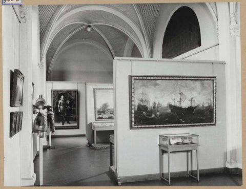 Room 103 seen to the southeast with a painting with ships, 1963 Canvas Print