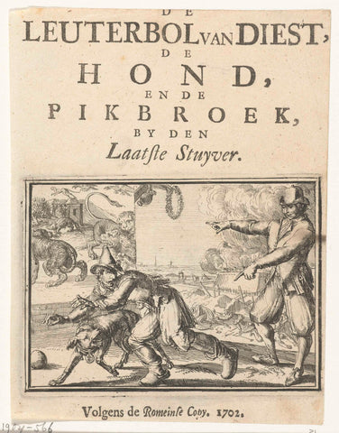 Titelblad voor het pamflet: De Leuterbol van Diest, de Hond en de Pikbroek, by den Laatste Stuyver, 1702, Romeyn de Hooghe, 1702 Canvas Print