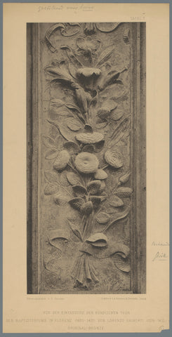 Relief with flowers by Lorenzo Ghiberti, coming from a door of the Baptistery in Florence, anonymous, c. 1875 - c. 1900 Canvas Print