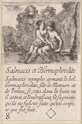 Salmacis en Hermaphroditus, Stefano della Bella, 1620 - 1664 Canvas Print