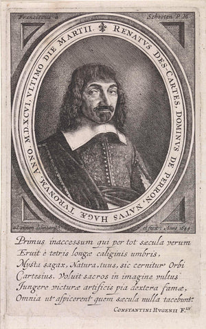 Portrait of René Descartes, Franciscus van Schooten (I), 1650 Canvas Print