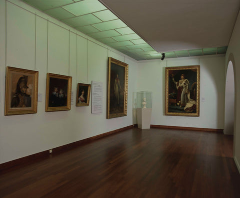 Corner of a room with paintings, including one by Napoleon and one by his brother Louis Napoleon, c. 2000 Canvas Print