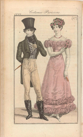 Journal des Dames et des Modes, editie Frankfurt 1822, 21 Avril, Costumes Parisiens (17), anonymous, 1822 Canvas Print