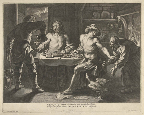 Jupiter and Mercury in the house of Philemon and Baucis, Cornelis Galle (I), 1586 - 1650 Canvas Print