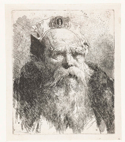 Old man with beard and hat with ornament, Giovanni Domenico Tiepolo, 1774 Canvas Print