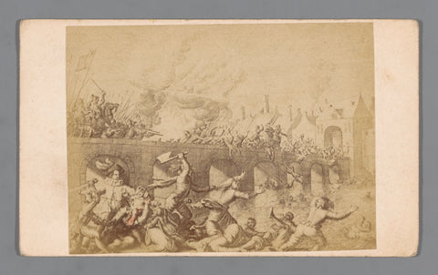 Photo reproduction of an engraving of the storming of Maastricht by the Duke of Parma on 29 July 1579, anonymous, 1850 - 1900 Canvas Print