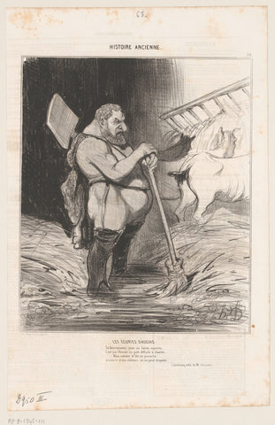 Caricature of Hercules in augias stables, Honoré Daumier, 1842 Canvas Print