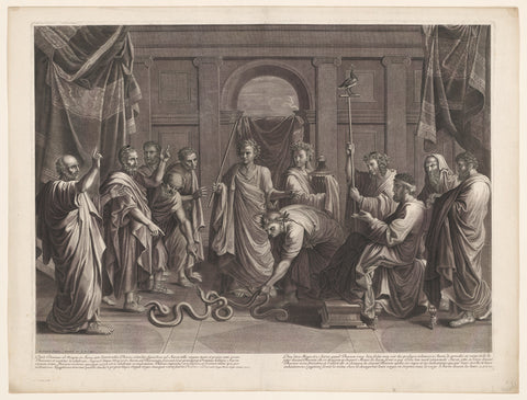 Moses turns his staff into a serpent, Étienne Gantrel, 1656 - 1706 Canvas Print