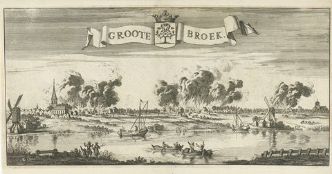 Fire in Grootebroek, 1694, Jan Luyken, 1694 - 1696 Canvas Print