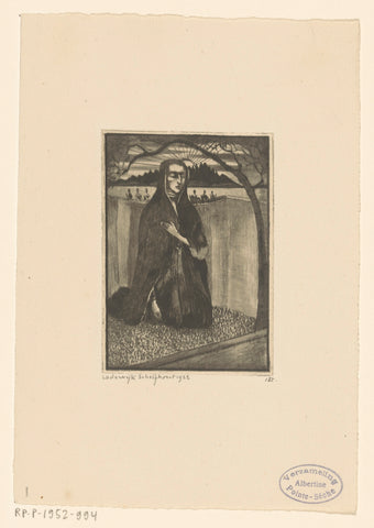 Woman at a tomb, Lodewijk Schelfhout, 1922 Canvas Print