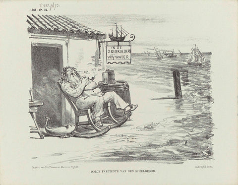 Cartoon on the redemption of the Scheldt Toll, 1863, Johan Michaël Schmidt Crans, 1863 Canvas Print