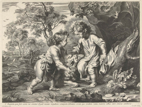 John the Baptist and Christ as children, Cornelis Galle (I) (possibly), c. 1630 - 1650 Canvas Print