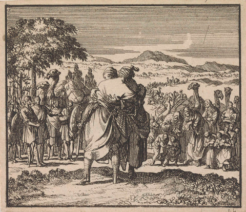 Verzoening van Jakob met Esau, Jan Luyken, 1698 Canvas Print