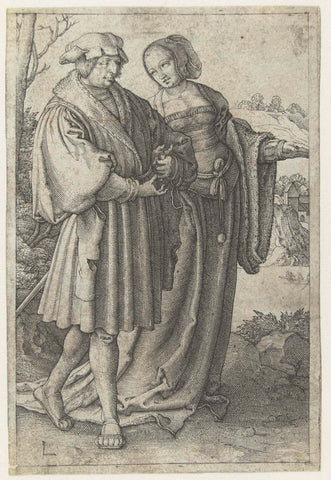 Walking couple, Jan Harmensz. Muller (manner or), 1581 - 1628 Canvas Print