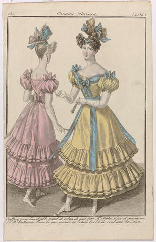 Journal des Dames et des Modes, Costume Parisien, 15 September 1827, (2534): Coeffure adorned with a double knot (...), anonymous, 1827 Canvas Print