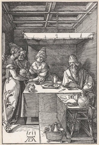 Herodias receives the head of John the Baptist, Albrecht Dürer, 1511 Canvas Print