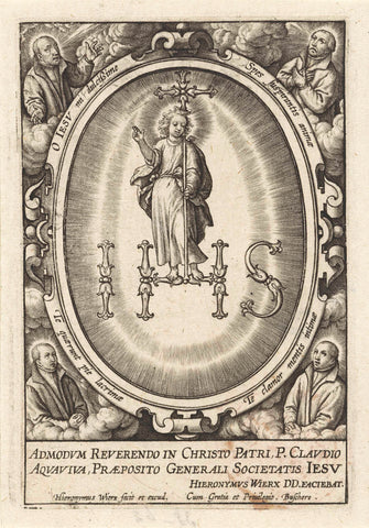 Christ child standing on monogram, Hieronymus Wierix, 1563 - before 1619 Canvas Print