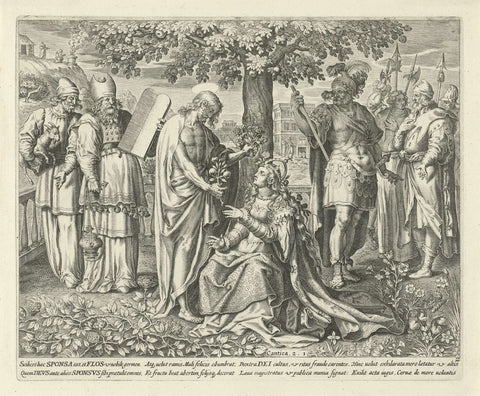 Christ and his bride under an apple tree, Johann Sadeler (I), 1643 Canvas Print