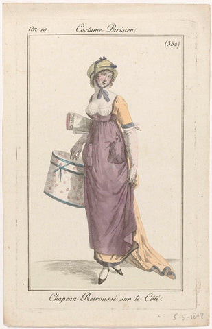 Journal des Dames et des Modes, Costume Parisien, 5 May 1802, Year 10, (382) : Chapeau Retroussé (...), anonymous, 1802 Canvas Print