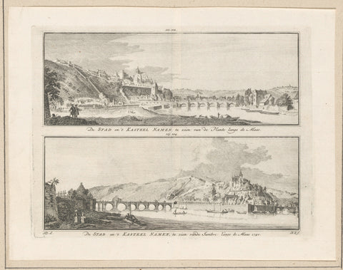 Two faces of the city of Namur and the Castle of Namur, 1740, Hendrik Spilman, 1746 - 1792 Canvas Print