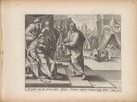 Joseph explains the dreams of Pharaoh, Hans Collaert (I) (attributed to), 1643 Canvas Print