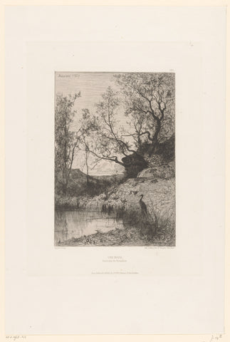 Heron on the banks of a pond, Jacques Barthélemy Appian (Adolphe), 1867 Canvas Print