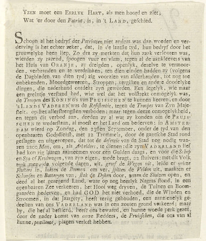 Story of the devastation at the exodus of the patriots, 1787, anonymous, 1787 - 1790 Canvas Print