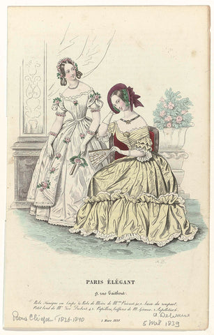 Paris Élégant, 5 March 1839 : Robe Tunique en Crep (...), August Delvaux, 1839 Canvas Print