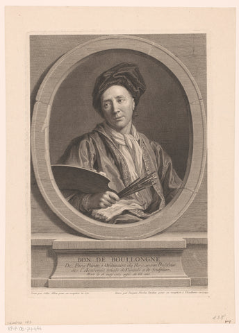 Portret van Bon Boullogne, Jacques Nicolas Tardieu, 1749 Canvas Print