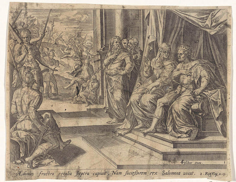 Batseba submits Adonia's request to Solomon, Hans Collaert (I) (attributed to), 1643 Canvas Print