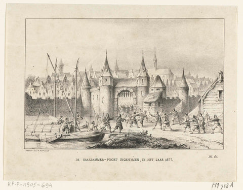 Attack on Amsterdam, 1577, Ruurt de Vries, 1823 - 1874 Canvas Print