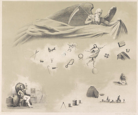 Cartoon from Utrecht student almanac, 1852, G.J. du Marchie van Voorthuysen, 1852 Canvas Print