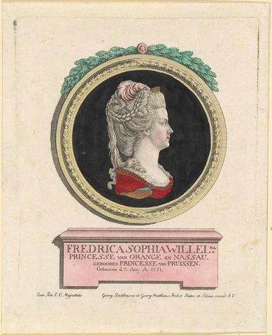 Portrait of Wilhelmina of Prussia, anonymous, c. 1780 - 1788 Canvas Print