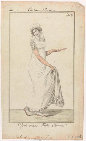 Journal des Dames et des Modes, Costume Parisien, 2 September 1801, Year 9, (326) : Voile drapé (...), anonymous, 1801 Canvas Print