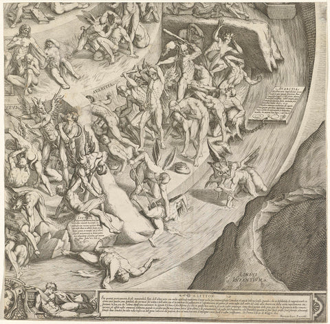 Hell and Purgatory (part lower right), Jacques Callot, 1612 Canvas Print