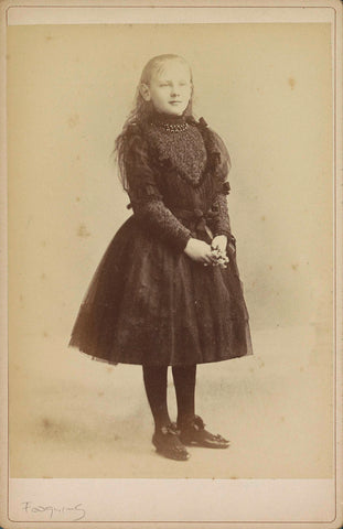 Portrait of Princess Wilhelmina as a Young Girl, Standing, Adolphe Zimmermans, c. 1891 Canvas Print