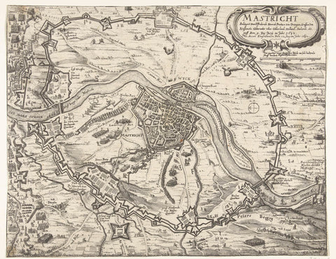 Maastricht besieged by Frederik Hendrik, 1632, anonymous, 1632 Canvas Print