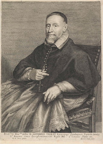 Portrait of Bishop Antonius Triest, Lucas Vorsterman (I), 1620 - 1675 Canvas Print