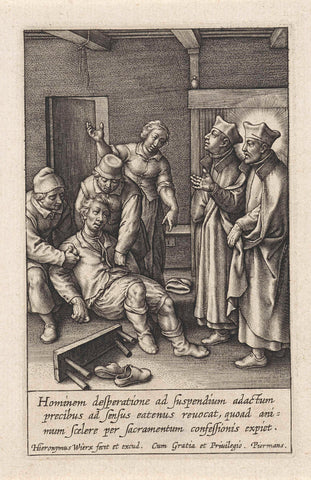 Miraculous healing by Ignatius of Loyola of a man who hanged himself, Hieronymus Wierix, 1611 - 1615 Canvas Print