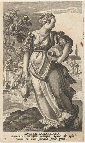 Samaritan woman, Charles of Mallery, 1595 - 1599 Canvas Print