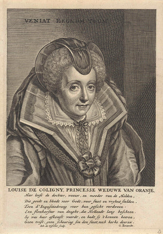 Portrait of Louise de Coligny, Jan de Visscher, 1643 - 1692 Canvas Print