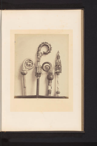 Four decorated episcopal bars, set up at an exhibition on religious objects from the Middle Ages and Renaissance in 1864 in Mechelen, Joseph Maes, 1864 Canvas Print