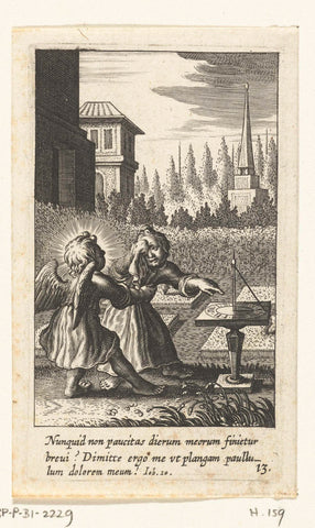 Angel and child at sundial, Boëtius Adamsz. Bolswert, 1624 Canvas Print